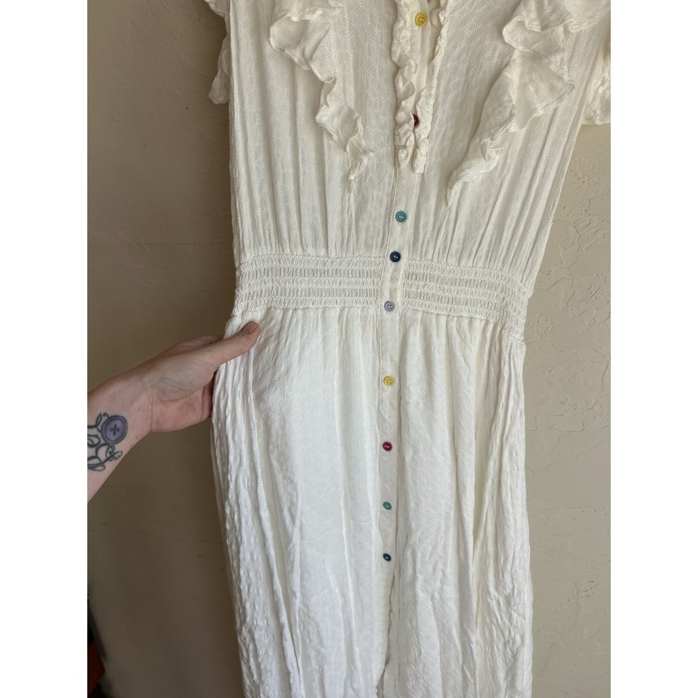 Cream Ruffled Button-Front Midi Dress - Picture 10 of 11